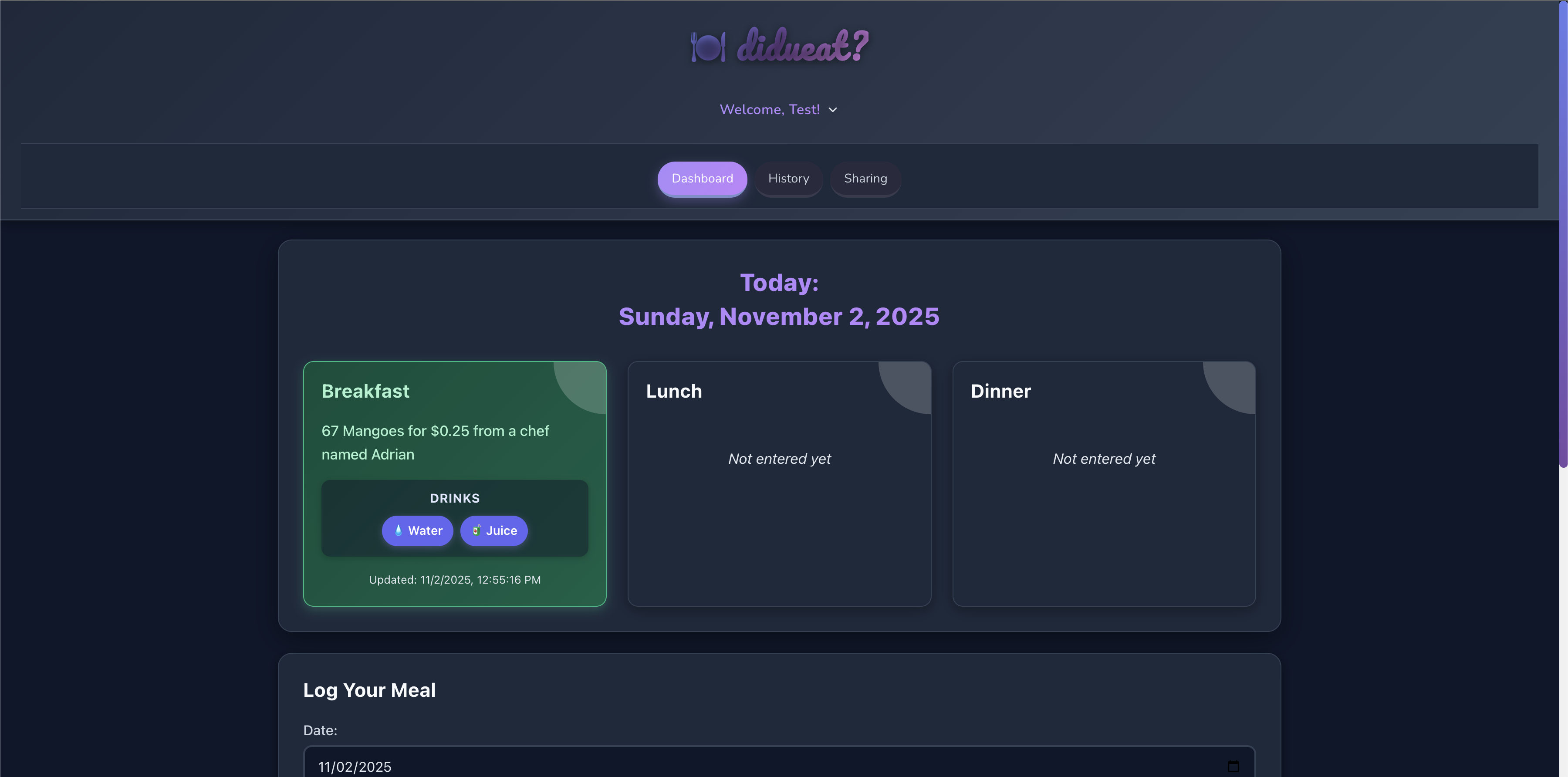 didueat Meal Tracker